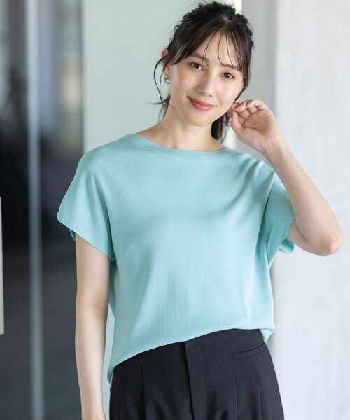 ANY SIS(エニィスィス)の「ビューティクール フレンチ ニットT(ニット/セーター・レディース・ライトグレー系2/ベージュ系2/レッド系/ネイビー系/ホワイト系/スカイブルー系/ライトイエロー系/ブルー系/ライトグレー系/ピンク系/ダークグリーン系/ダークブラウン系・2)」の7枚目の写真