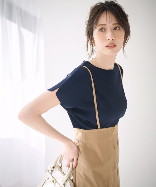 ANY SIS(エニィスィス)の「ビューティクール フレンチ ニットT(ニット/セーター・レディース・ライトグレー系2/ベージュ系2/レッド系/ネイビー系/ホワイト系/スカイブルー系/ライトイエロー系/ブルー系/ライトグレー系/ピンク系/ダークグリーン系/ダークブラウン系・2)」の8枚目の写真