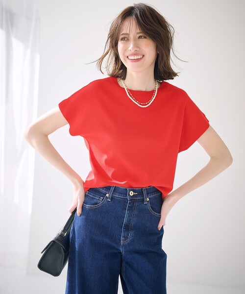 ANY SIS(エニィスィス)の「ビューティクール フレンチ ニットT(ニット/セーター・レディース・ライトグレー系2/ベージュ系2/レッド系/ネイビー系/ホワイト系/スカイブルー系/ライトイエロー系/ブルー系/ライトグレー系/ピンク系/ダークグリーン系/ダークブラウン系・2)」の18枚目の写真