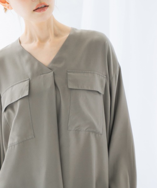 URBAN RESEARCH ROSSO / アーバンリサーチ ロッソ キュプラツイルVネックブラウス キュプラツイルVネックブラウス[RAA4-23S405]｜URBAN RESEARCH