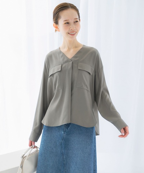 URBAN RESEARCH ROSSO / アーバンリサーチ ロッソ キュプラツイルVネックブラウス URBAN RESEARCH ROSSO WOMEN（アーバンリサーチ ロッソ）の