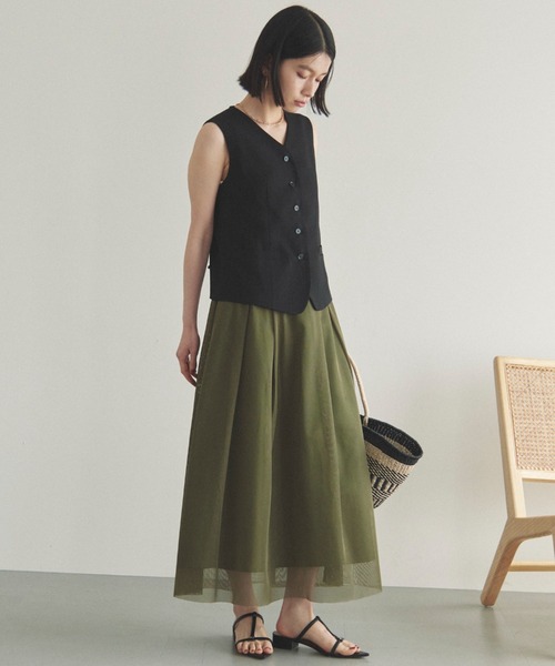 Doux archives（ドゥアルシーヴ）の「メッシュタックスカート（スカート・レディース・ホワイト/ブラック/カーキ・FREE）」の18枚目の写真