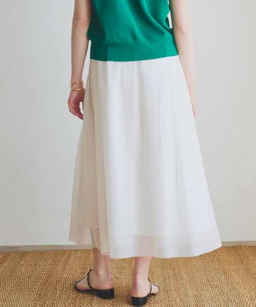 Doux archives（ドゥアルシーヴ）の「メッシュタックスカート（スカート・レディース・ホワイト/ブラック/カーキ・FREE）」の4枚目の写真