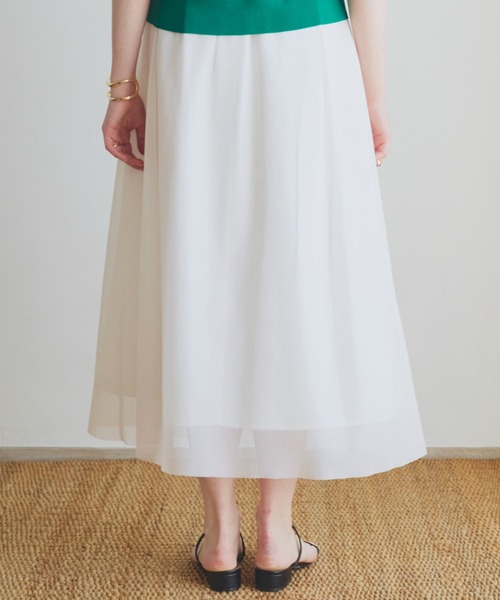 Doux archives（ドゥアルシーヴ）の「メッシュタックスカート（スカート・レディース・ホワイト/ブラック/カーキ・FREE）」の6枚目の写真