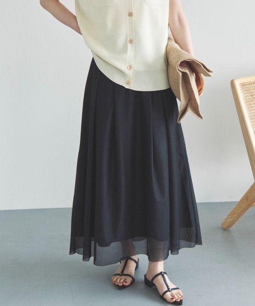 Doux archives（ドゥアルシーヴ）の「メッシュタックスカート（スカート・レディース・ホワイト/ブラック/カーキ・FREE）」の13枚目の写真