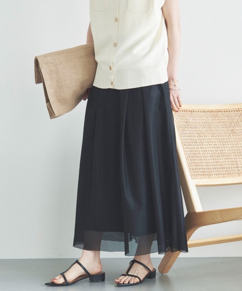 Doux archives（ドゥアルシーヴ）の「メッシュタックスカート（スカート・レディース・ホワイト/ブラック/カーキ・FREE）」の14枚目の写真