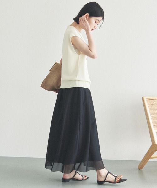 Doux archives（ドゥアルシーヴ）の「メッシュタックスカート（スカート・レディース・ホワイト/ブラック/カーキ・FREE）」の11枚目の写真