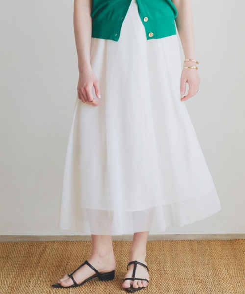 Doux archives（ドゥアルシーヴ）の「メッシュタックスカート（スカート・レディース・ホワイト/ブラック/カーキ・FREE）」の5枚目の写真