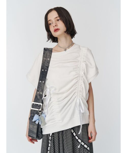 jouetie（ジュエティ）の「シャーリングリボンルーズプルオーバー（Tシャツ/カットソー・レディース・ブラック/ブルー/オフホワイト・MEDIUM）」の11枚目の写真