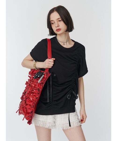 jouetie（ジュエティ）の「シャーリングリボンルーズプルオーバー（Tシャツ/カットソー・レディース・ブラック/ブルー/オフホワイト・MEDIUM）」の4枚目の写真