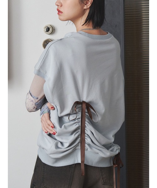 jouetie（ジュエティ）の「シャーリングリボンルーズプルオーバー（Tシャツ/カットソー・レディース・ブラック/ブルー/オフホワイト・MEDIUM）」の3枚目の写真