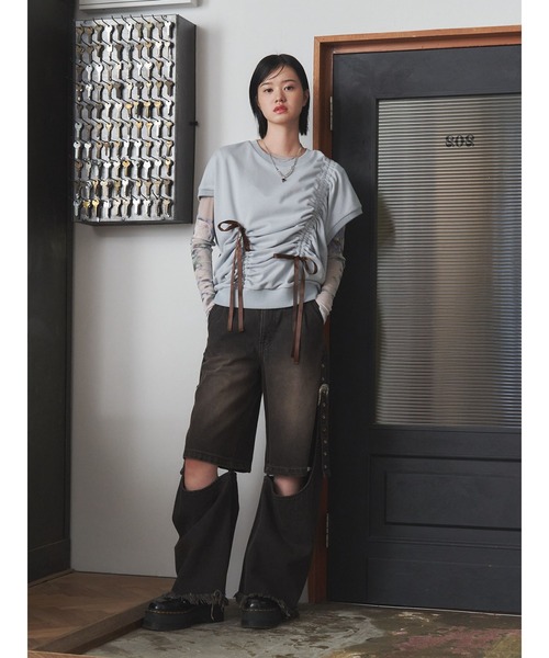 jouetie（ジュエティ）の「シャーリングリボンルーズプルオーバー（Tシャツ/カットソー・レディース・ブラック/ブルー/オフホワイト・MEDIUM）」の22枚目の写真