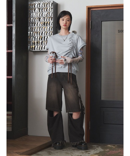 jouetie（ジュエティ）の「シャーリングリボンルーズプルオーバー（Tシャツ/カットソー・レディース・ブラック/ブルー/オフホワイト・MEDIUM）」の20枚目の写真