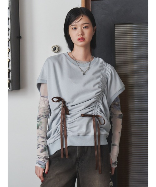 jouetie（ジュエティ）の「シャーリングリボンルーズプルオーバー（Tシャツ/カットソー・レディース・ブラック/ブルー/オフホワイト・MEDIUM）」の18枚目の写真