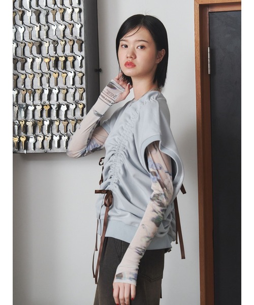 jouetie（ジュエティ）の「シャーリングリボンルーズプルオーバー（Tシャツ/カットソー・レディース・ブラック/ブルー/オフホワイト・MEDIUM）」の19枚目の写真