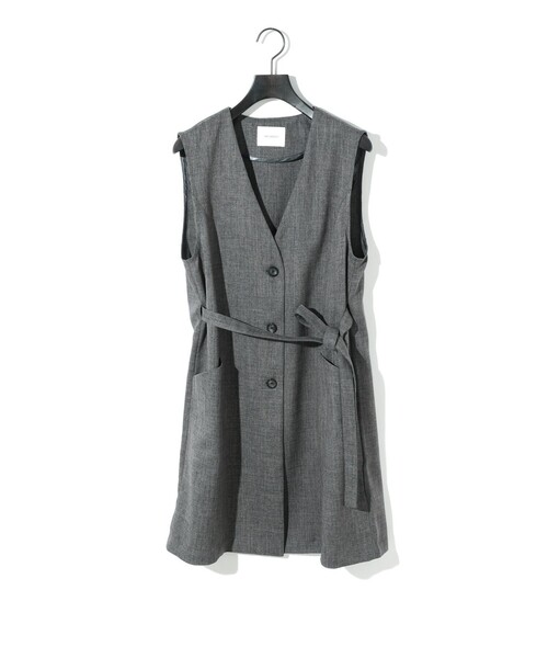 ベスト ジレ MIDIUMISOLID for Ladies Aラインノーカラーロングジレ レディース MIDIUMISOLID for Ladies Aラインノーカラーロングジレ