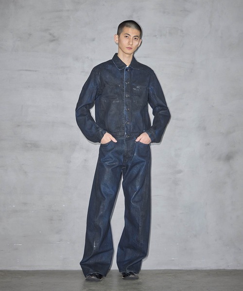 【NVRFRGT】 COATING 3D TWISTEDWIDELEGJEANS 別注 COATING 3D TWISTED LEG JEANS（デニムパンツ）｜NVRFRGT