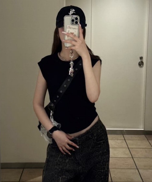 H.TOKYO(エイチトウキョウ)の「フレンチスリーブTシャツ(Tシャツ/カットソー・レディース・ブラック/グレー/ホワイト/グリーン/ピンク/レッド/ベージュ・FREE)」の14枚目の写真
