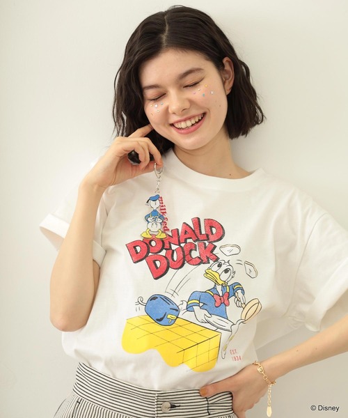 Disney(ディズニー)の「DONALD DUCK / COOKING S/S TEE(Tシャツ/カットソー・レディース・ライトブルー/ホワイト・ONE SIZE)」の10枚目の写真