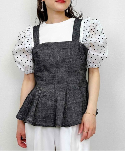 PICCIN PERLA(ピッチンペルラ)の「ペプラムリネンビスチェ(キャミソール・レディース・ブルー/ブラック・M)」の1枚目の写真