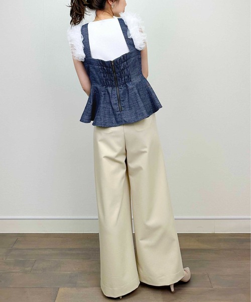 PICCIN PERLA(ピッチンペルラ)の「ペプラムリネンビスチェ(キャミソール・レディース・ブルー/ブラック・M)」の9枚目の写真