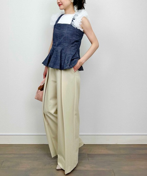 PICCIN PERLA(ピッチンペルラ)の「ペプラムリネンビスチェ(キャミソール・レディース・ブルー/ブラック・M)」の8枚目の写真