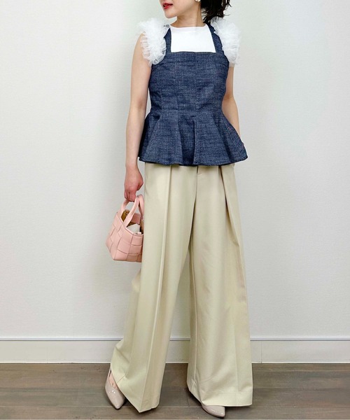 PICCIN PERLA(ピッチンペルラ)の「ペプラムリネンビスチェ(キャミソール・レディース・ブルー/ブラック・M)」の7枚目の写真