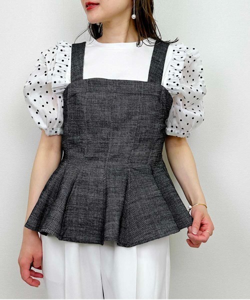 PICCIN PERLA(ピッチンペルラ)の「ペプラムリネンビスチェ(キャミソール・レディース・ブルー/ブラック・M)」の17枚目の写真