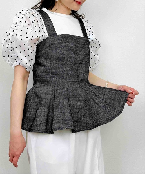 PICCIN PERLA(ピッチンペルラ)の「ペプラムリネンビスチェ(キャミソール・レディース・ブルー/ブラック・M)」の18枚目の写真