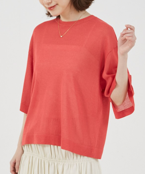 abahouse mavie（アバハウスマヴィ）の「シアーニットプルオーバー/夏服（ニット/セーター・レディース・オフホワイト/チャコールグレー/ピンク/ベージュ・フリー）」の4枚目の写真