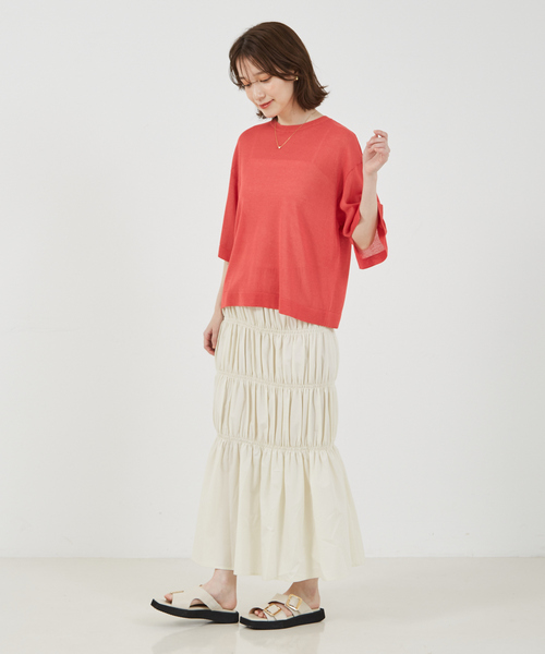 abahouse mavie（アバハウスマヴィ）の「シアーニットプルオーバー/夏服（ニット/セーター・レディース・オフホワイト/チャコールグレー/ピンク/ベージュ・フリー）」の18枚目の写真