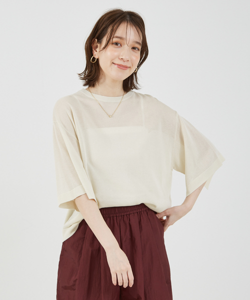 abahouse mavie（アバハウスマヴィ）の「シアーニットプルオーバー/夏服（ニット/セーター・レディース・オフホワイト/チャコールグレー/ピンク/ベージュ・フリー）」の20枚目の写真