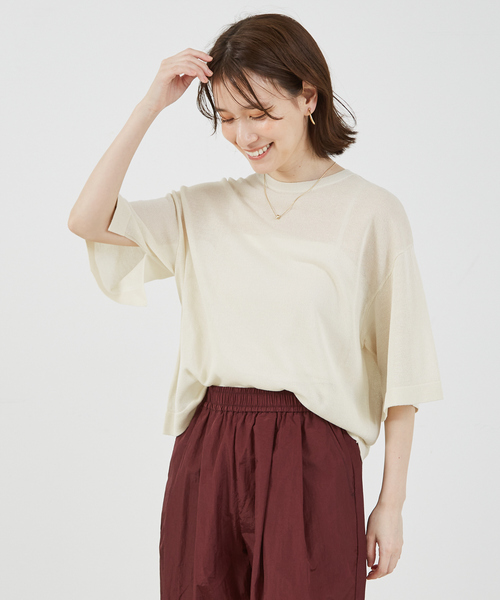 abahouse mavie（アバハウスマヴィ）の「シアーニットプルオーバー/夏服（ニット/セーター・レディース・オフホワイト/チャコールグレー/ピンク/ベージュ・フリー）」の21枚目の写真