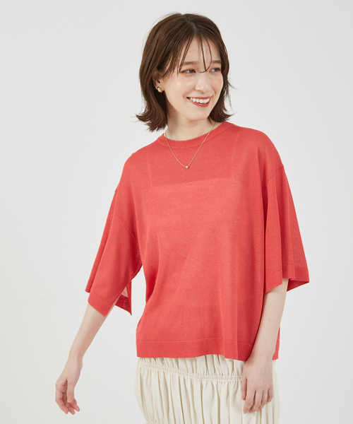 abahouse mavie（アバハウスマヴィ）の「シアーニットプルオーバー/夏服（ニット/セーター・レディース・オフホワイト/チャコールグレー/ピンク/ベージュ・フリー）」の5枚目の写真