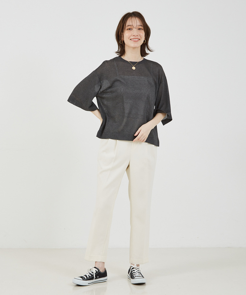 abahouse mavie（アバハウスマヴィ）の「シアーニットプルオーバー/夏服（ニット/セーター・レディース・オフホワイト/チャコールグレー/ピンク/ベージュ・フリー）」の8枚目の写真