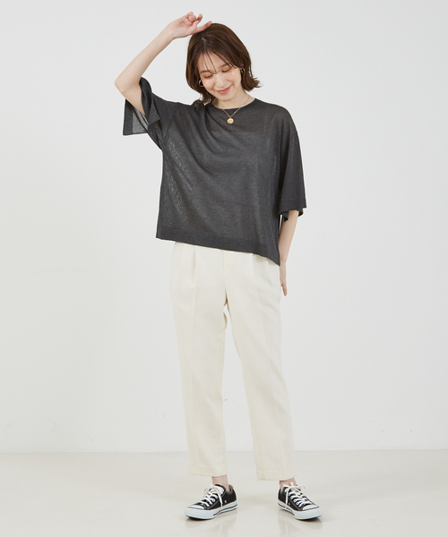 abahouse mavie（アバハウスマヴィ）の「シアーニットプルオーバー/夏服（ニット/セーター・レディース・オフホワイト/チャコールグレー/ピンク/ベージュ・フリー）」の9枚目の写真