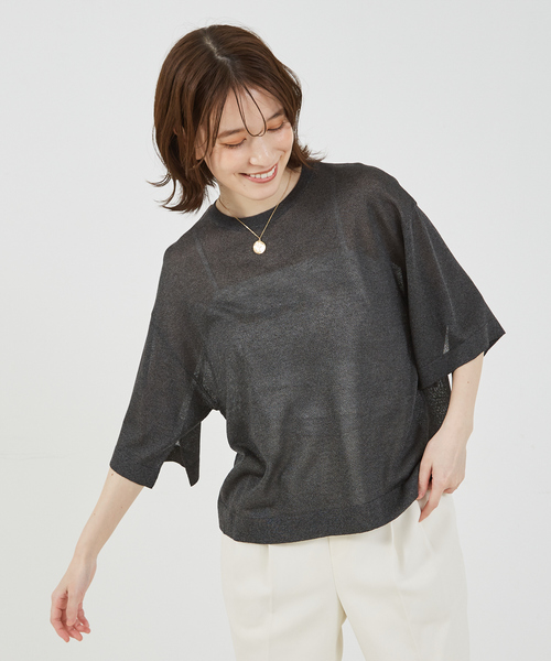 abahouse mavie（アバハウスマヴィ）の「シアーニットプルオーバー/夏服（ニット/セーター・レディース・オフホワイト/チャコールグレー/ピンク/ベージュ・フリー）」の10枚目の写真