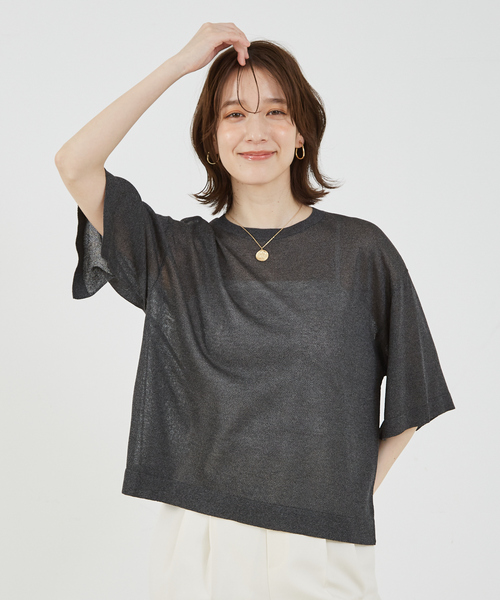 abahouse mavie（アバハウスマヴィ）の「シアーニットプルオーバー/夏服（ニット/セーター・レディース・オフホワイト/チャコールグレー/ピンク/ベージュ・フリー）」の11枚目の写真