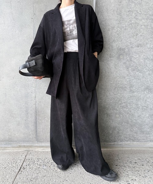 select MOCA by son（セレクトモカバイソン）の「コーデュロイワイドストレートスラックス（スラックス・レディース・チャコール/ブラウン/ブラック・MEDIUM/LARGE）」の5枚目の写真