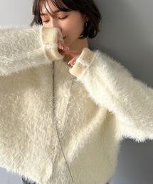 ふんわりとした優しい風合いが魅力的。前後2wayWフェイスフェザーショート丈カーディガン(長袖)