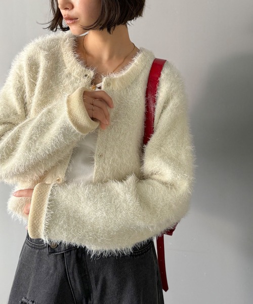 ふんわりとした優しい風合いが魅力的。前後2wayWフェイスフェザーショート丈カーディガン（長袖） ce1020283