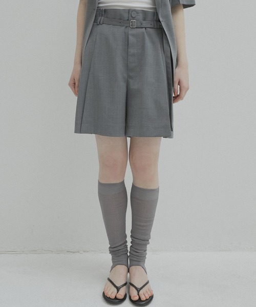 LE CIEL BLEU★Tailored Short Pants シンプル LE CIEL BLEU/ルシェルブルー Tucked Front Shorts タック