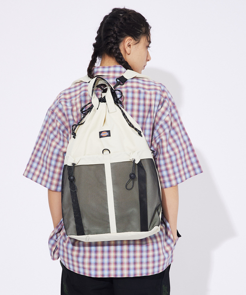 Dickies（ディッキーズ）の「【DICKIES/ディッキーズ】3WAY MP DS SACK 80976100/ドローストリングデザイン/スポーティ/カジュアル/ナップザック【WEB限定】（バックパック/リュック・メンズ・アイボリー/グレー/ブラック・フリー）」の5枚目の写真