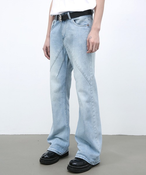 JOHNNY WOLF(ジョニーウルフ)の「ELIAS ハードブリーチ ブーツカット ルーズデニムパンツ(デニムパンツ・メンズ・サックスブルー・M/S/L)」の6枚目の写真