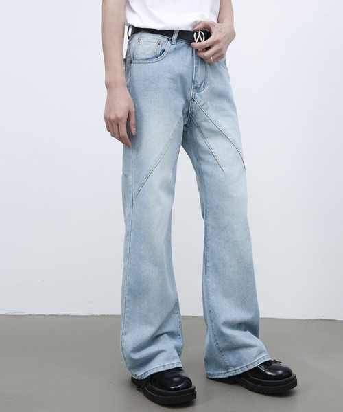 JOHNNY WOLF(ジョニーウルフ)の「ELIAS ハードブリーチ ブーツカット ルーズデニムパンツ(デニムパンツ・メンズ・サックスブルー・M/S/L)」の8枚目の写真