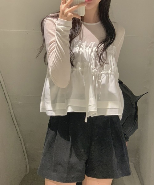 Girly Doll(ガーリードール)の「前後2WAYフリルリボンキャミソール(キャミソール・レディース・アイボリー/ブルー/ホワイト・F)」の19枚目の写真