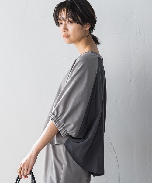 MAYSON GREY(メイソングレイ)の「ハーフドルマンスリーブスカートセットアップ≪洗濯機で洗える≫(ワンピース・レディース・チャコールグレー/グリーン/ホワイト系その他/ブラック系その他・M)」の13枚目の写真