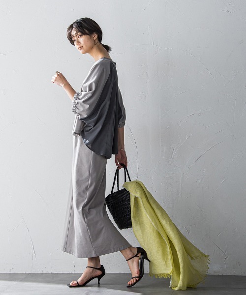 MAYSON GREY(メイソングレイ)の「ハーフドルマンスリーブスカートセットアップ≪洗濯機で洗える≫(ワンピース・レディース・チャコールグレー/グリーン/ホワイト系その他/ブラック系その他・M)」の9枚目の写真