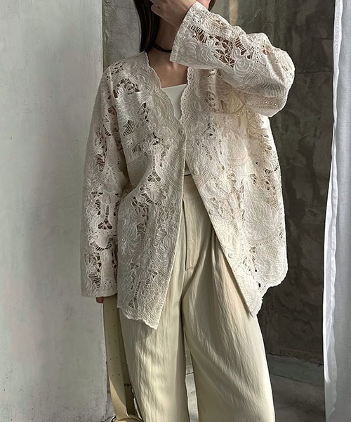 willfully / スカラップパッチワークレースシャツジャケット 未使用/ willfully / スカラップパッチワークレースシャツ 最終値下げ