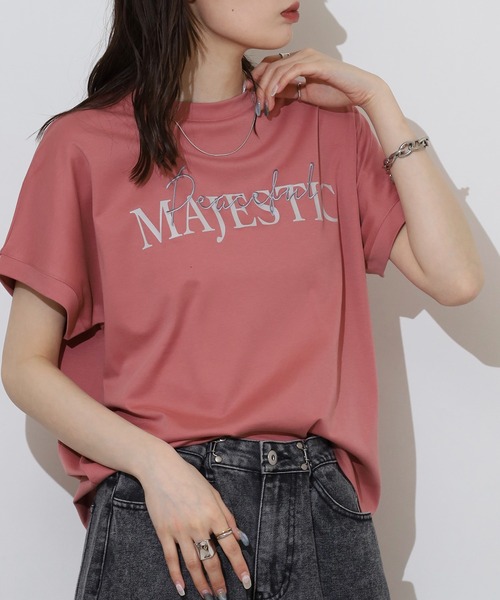 EGLANTINE(エグランティーヌ)の「EGLANTINE 刺繍×プリントロゴ半袖Tシャツ【日本製】(Tシャツ/カットソー・レディース・チャコールグレー/ダークグリーン/ローズ/レッド/グレイッシュベージュ・40)」の22枚目の写真